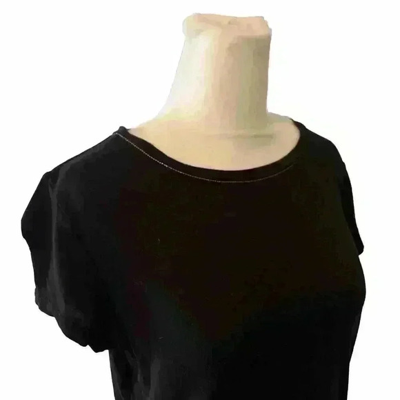 Lauren Ralph Lauren Women's Black Short Sleeve Tshirt with Gold Trim Sz M - Picture 5 of 11